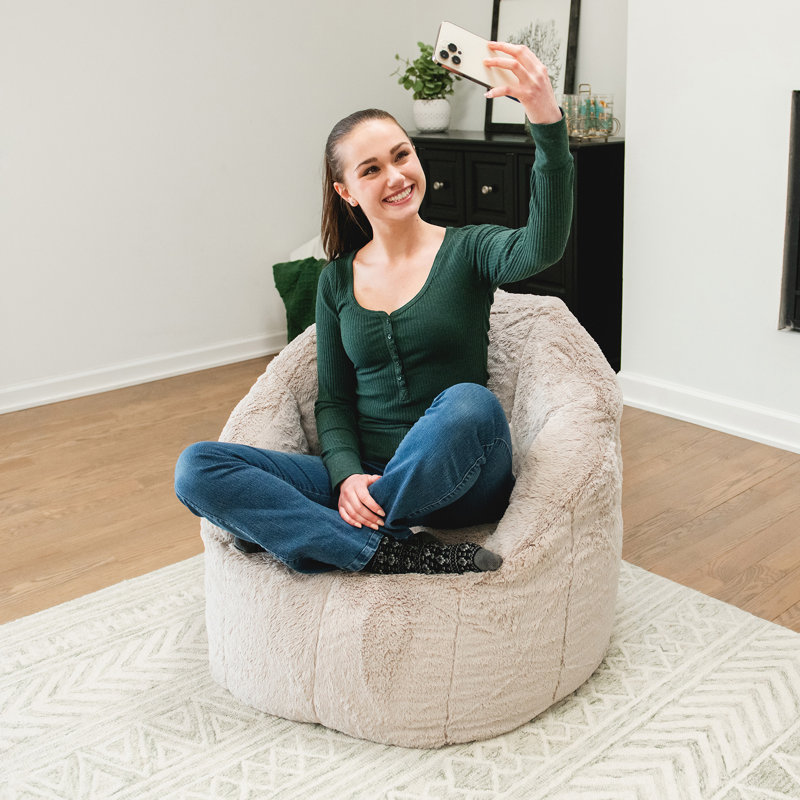 Standard Bean Bag Chair, Taupe Plushie, Milano