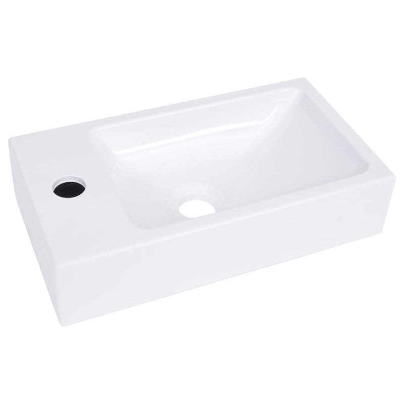 White SMC Rectangular Bathroom Wash Basin with Faucet Hole