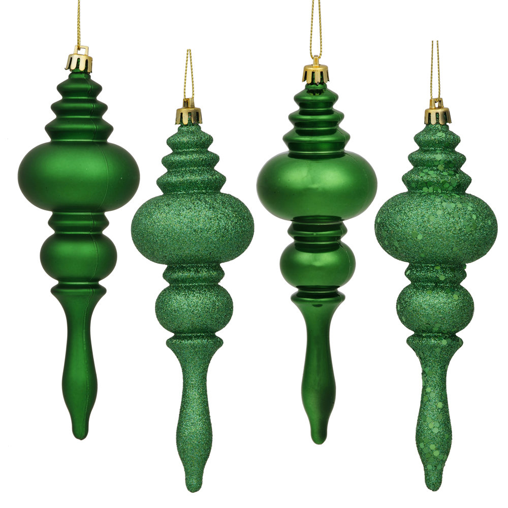 7" Shatterproof Finial Ornament, Xmas Green