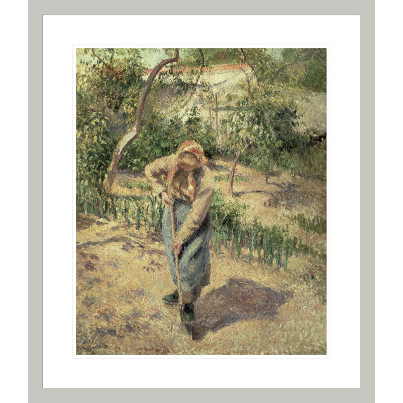 «Femme creusant dans un verger» par Camille Pissarro, impression giclée sur cadre, 27.29" H x 23.5" W