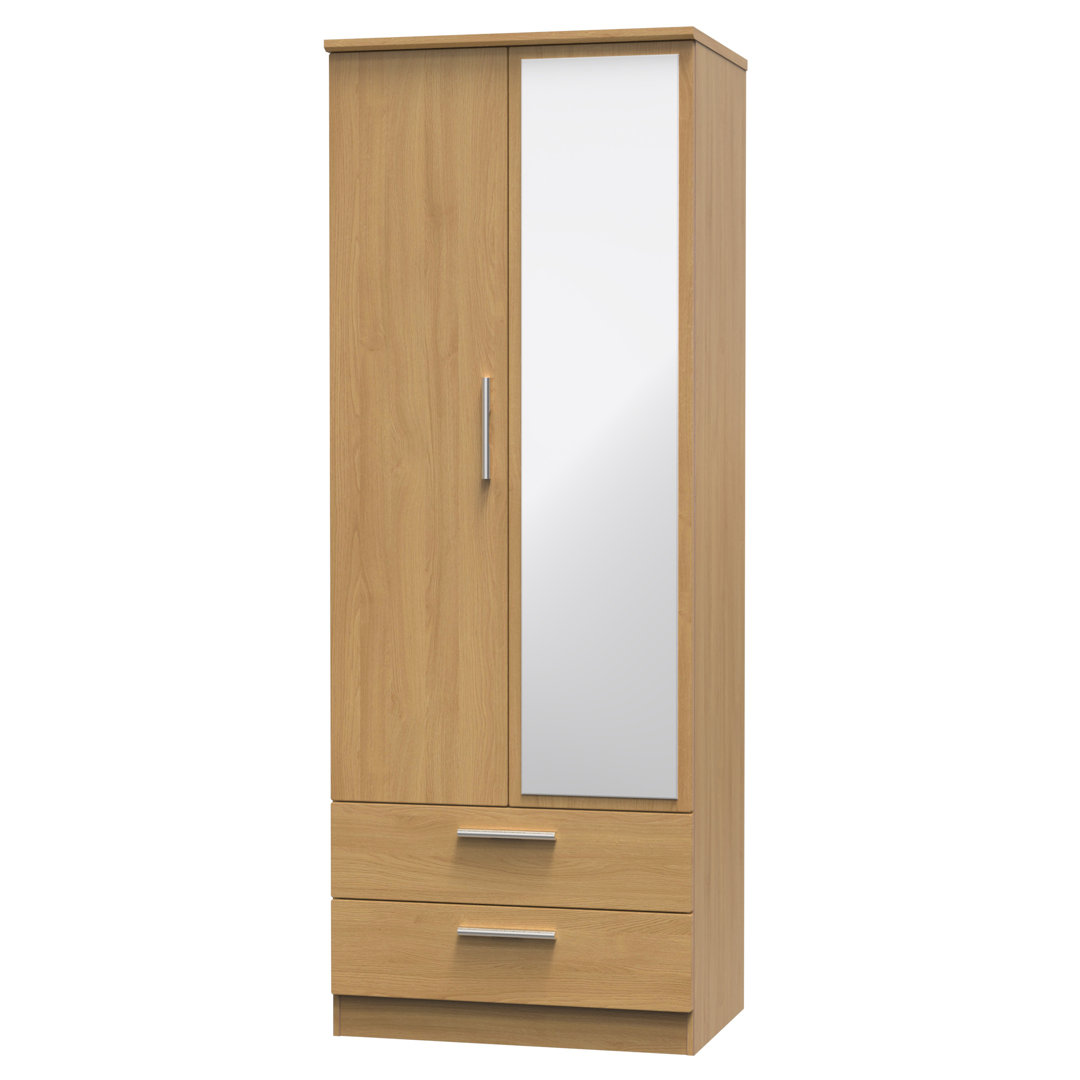 Borgeson Tall 2 Door 2drw Mirrored Robe in Modern Oak