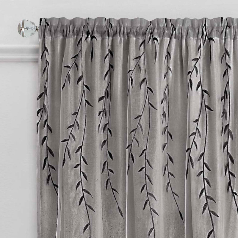 Hadlee Semi Sheer Curtain Single Panel, Gray, 42" x 63"