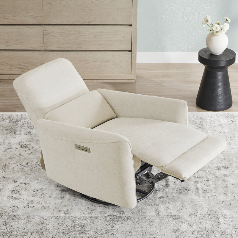 Fauteuil inclinable électrique pivotant rembourré Mikkel, Lin lin