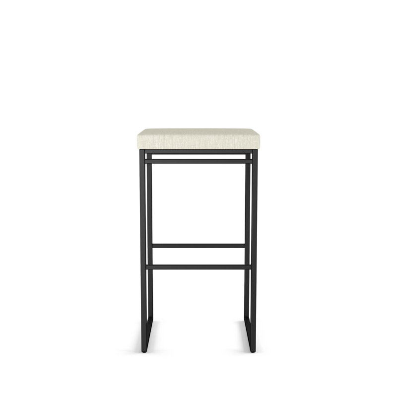 Tabouret de bar et de comptoir Humiston, Tabouret de bar (siège d'une hauteur de 30,75 po), Vinyle-Beige, Noir