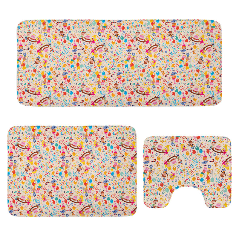  Multicolore ensemble de tapis en forme de U et de tapis rectangulaires Birthday