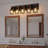 31" Industrial Vintage 5-Light Wall Sconce - Black Cage Wall Lighting Fixture With Wooden Accents For Bathroom, Hallway, Or Living Room