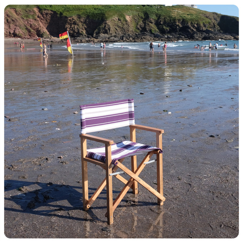 Cream Premium Director's Chair, Purple/White