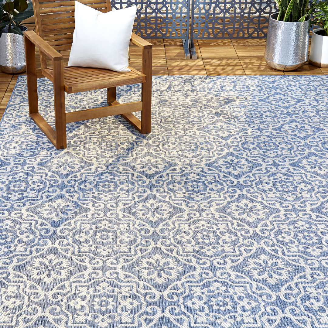 Nicole Miller New York Patio Country Danica Geometric Indoor/Outdoor Area Rug, Blue/Gray Nicole Miller Rug 