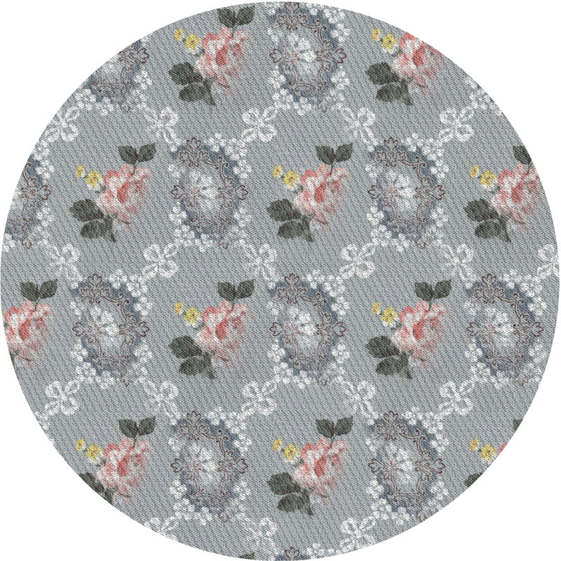 Tapis floral gris Iram, Rond 6 pi