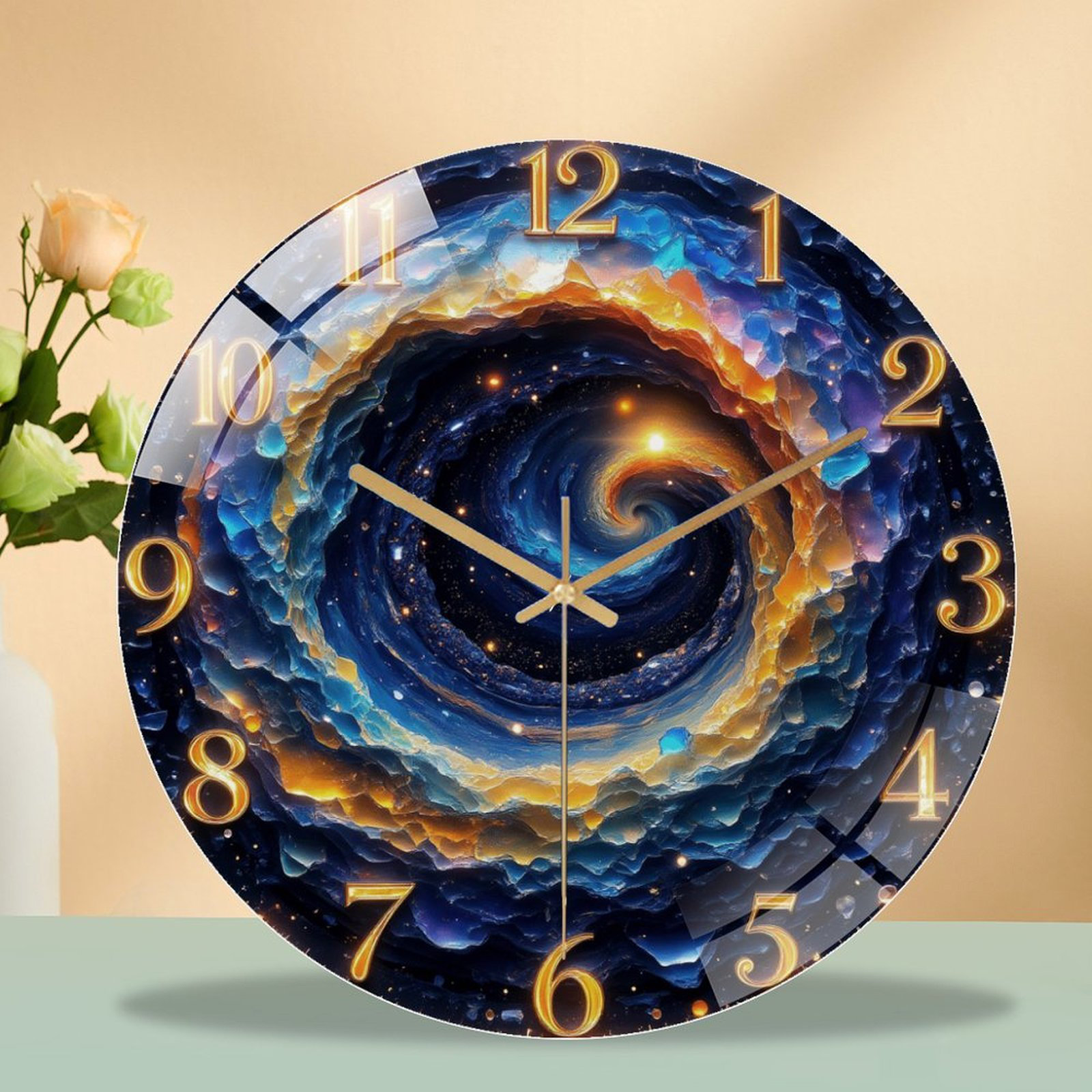 East Urban Home 12" Round Tempered Glass Wall Clock with Silent Quartz ...