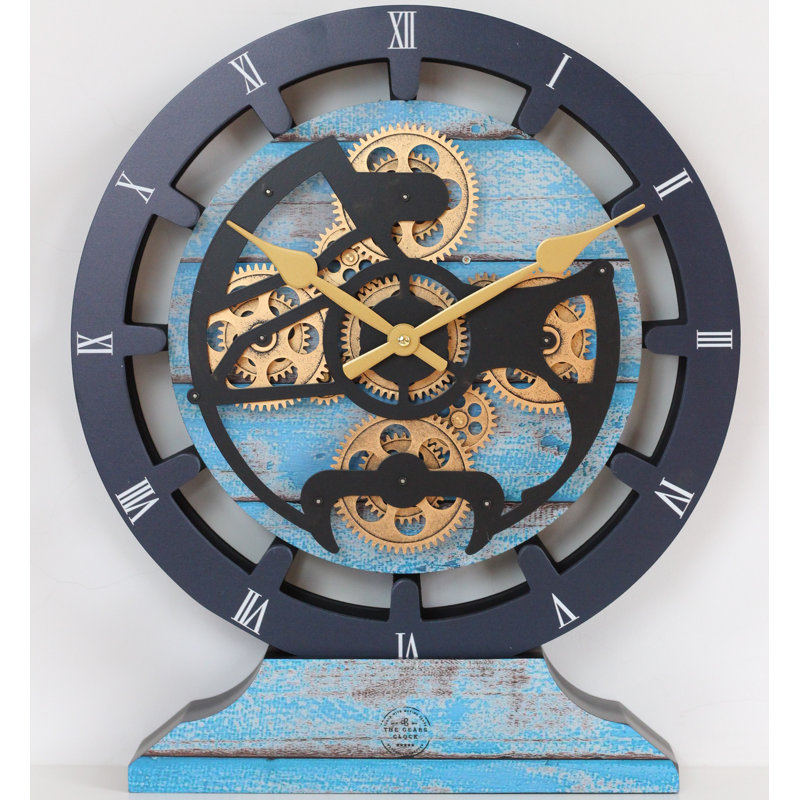 No Style Analogue Fir Solid Wood Quartz Movement / Crystal Tabletop Clock, Ocean Blue