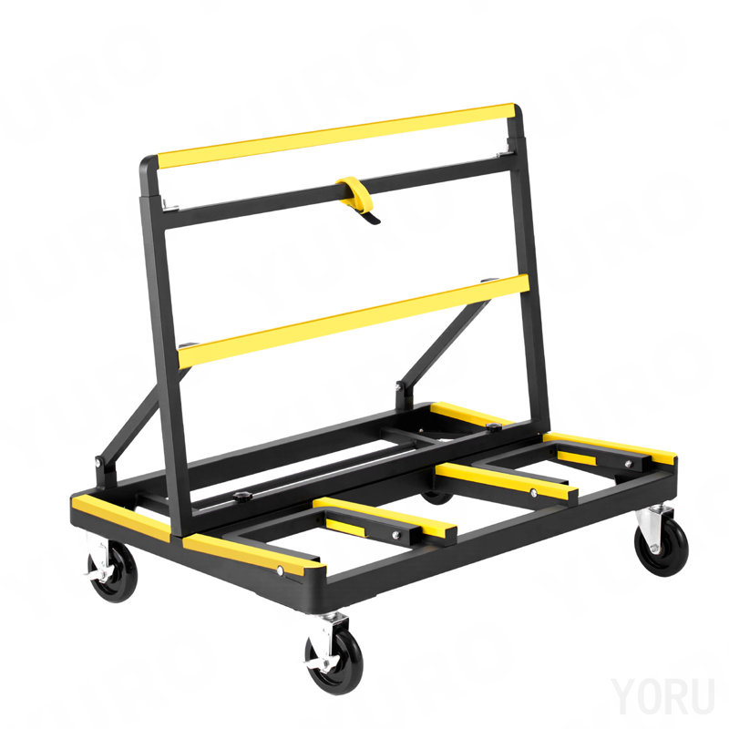Chariot pour cloison sèche, capacité de charge de 1800 lb, chariot à panneau en acier avec 4 roulettes pivotantes et plateforme extensible, chariot à panneau pliable avec sangle d'arrimage pour la manipulation du contreplaqué, de la plaque de plâtre, du verre