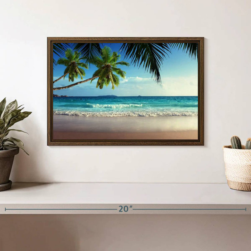 Palm Beach Morning, 31 po x 21 po, Cadre flottant noyer