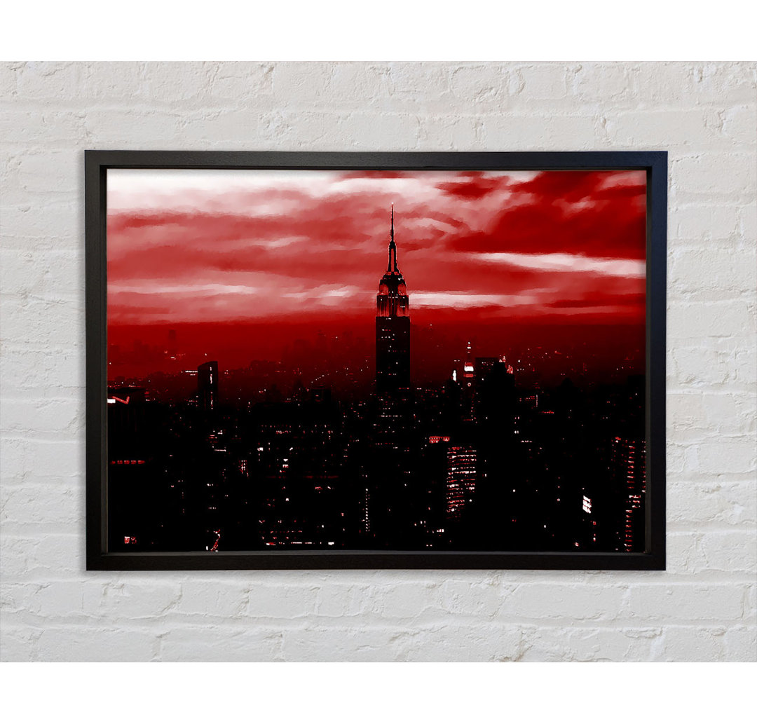 Empire State Building Rotes Glühen - Einzelner Bilderrahmen Kunstdrucke auf Leinwand