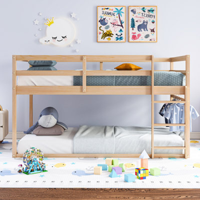 Lit mezzanine simple en bois massif avec glissoire et échelle