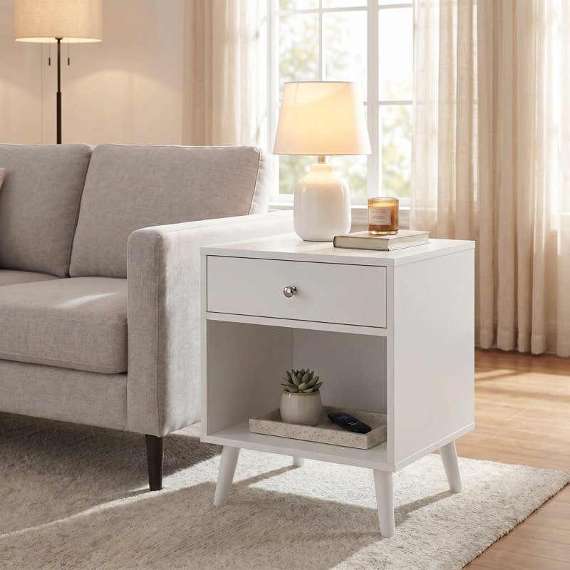 Table de chevet moderne pour petits espaces Hanson, Blanc
