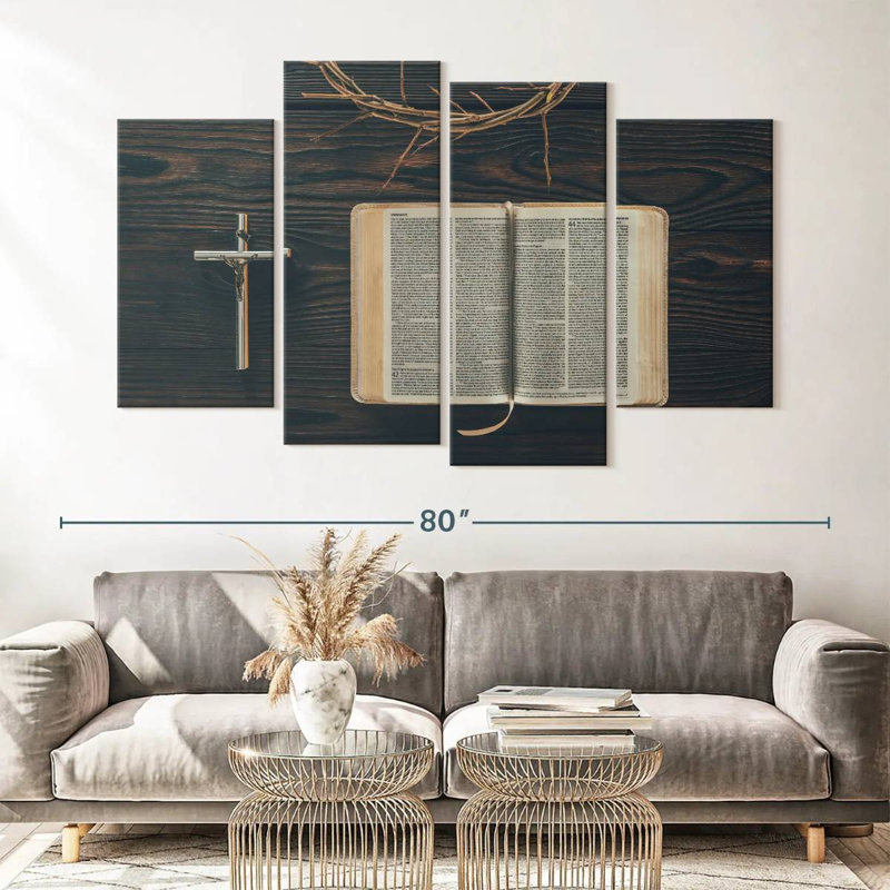 Bible, reproduction d'art sur toile, H 42 po x l 68 po x P 1,25 po