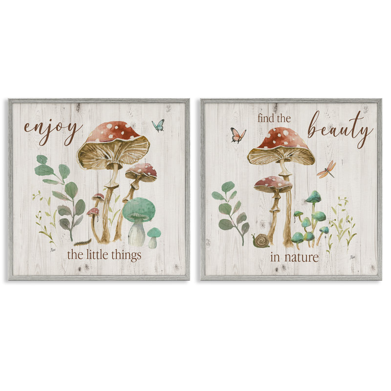 «Enjoy Beauty Mushroom», ensemble de 2 estampes numériques par Nan, Estampe numérique Farmhouse, H 12 po x l 12 po