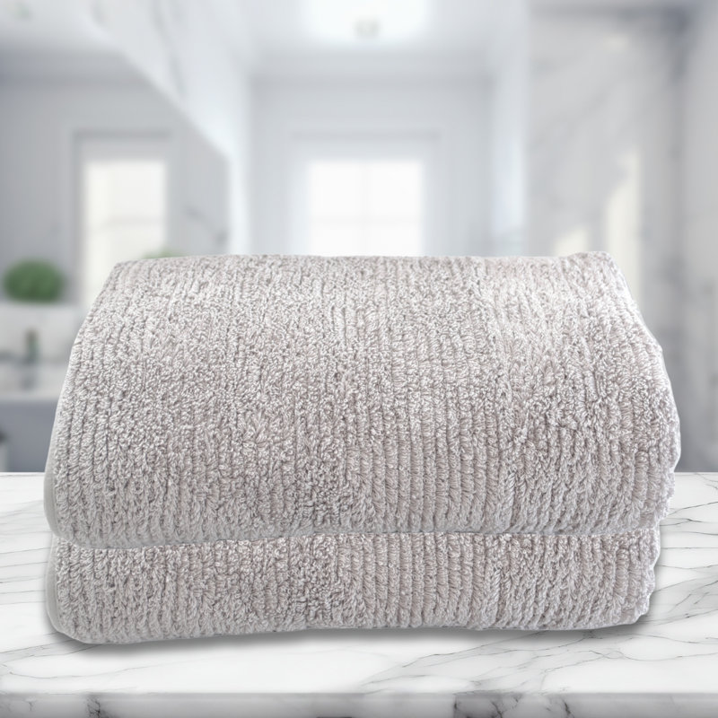 Hammam Piped Ribbed Bath Sheets, Gray
