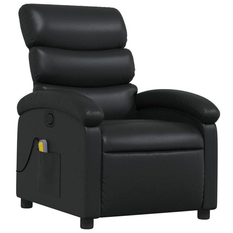 vidaXL Recliner Chair, Adjustable Backrest/ Footrest, Leather, Black Faux Leather