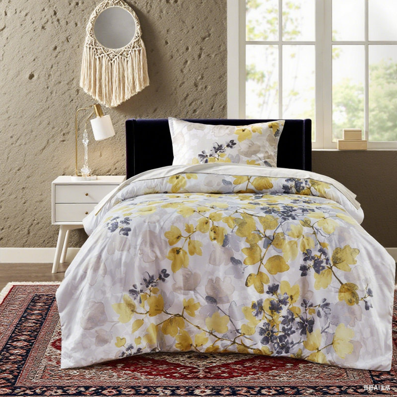 Yellow Comforter & Sheet Set, 10-Piece Bedding, Full / Double Bedspread + Pillowcases
