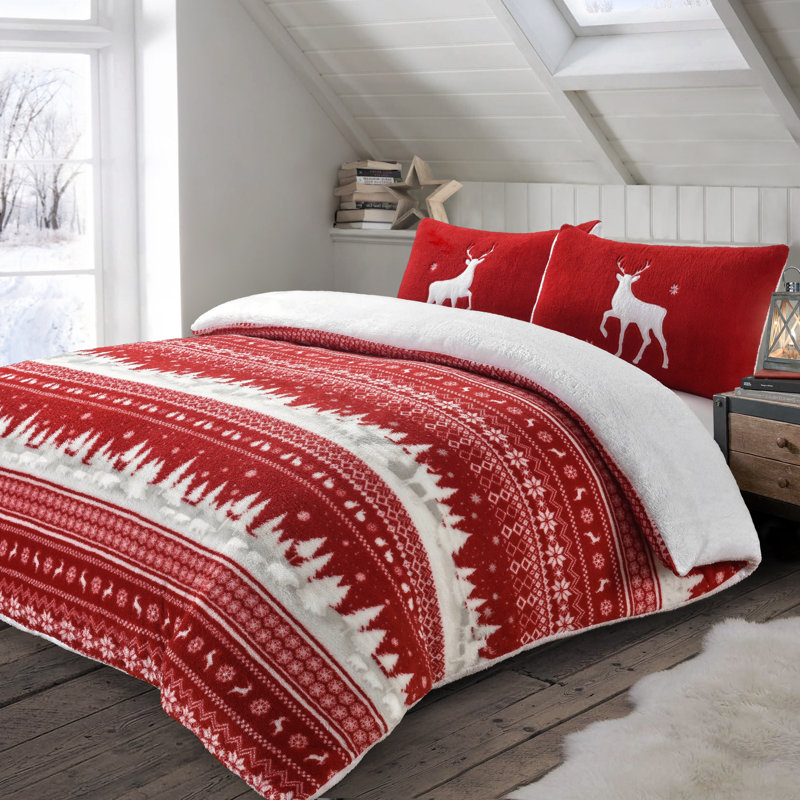 Velosso Nordic Teddy Soft Cosy Fleece Duvet Set, Single
