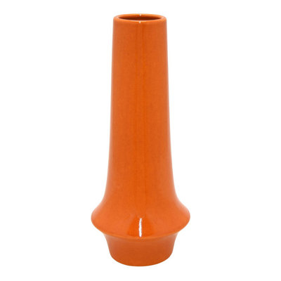 Seny Decorative Vase, Narrow Neck, Flared Base, Orange Ceramic 16 Inch
