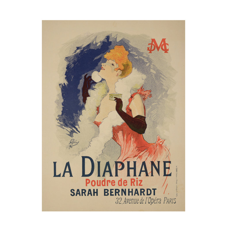 Art sur toile, Jules Cheret, La diaphane, par Sarah Bernhardt, H 24 po x l 18 po