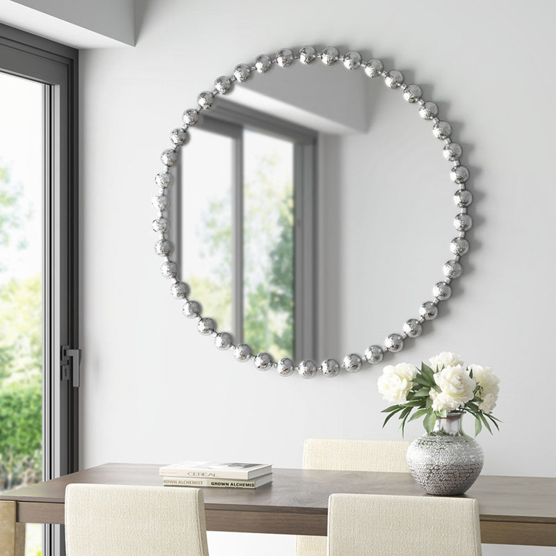Miroir mural rond P 36 po, Argent argent, 36 po x 36 po