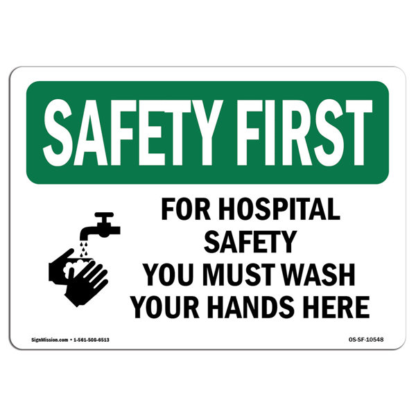 SignMission For Hospital Safety Wash Your Hands Here Sign | Wayfair