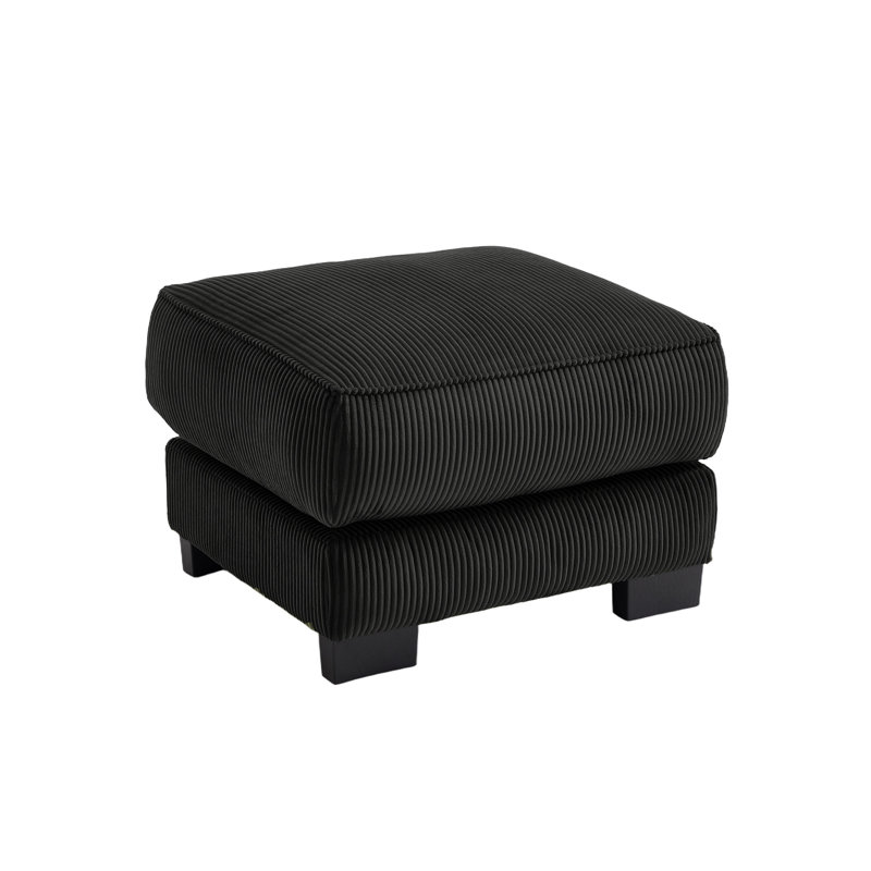 Pouf modulaire en velours côtelé noir, élément sectionnel emboîtable avec coussin lombaire