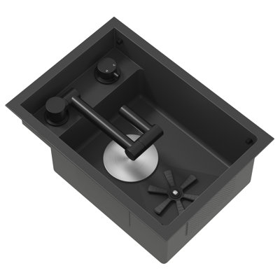 Stainless Steel Sink, Rv Sink, Bar Sink With Foldable Faucet ,Dark  Gray