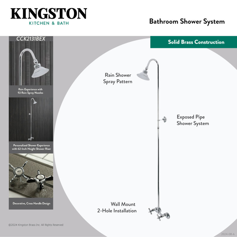 Ensemble de douche Kingston Brass Essex, Chrome poli