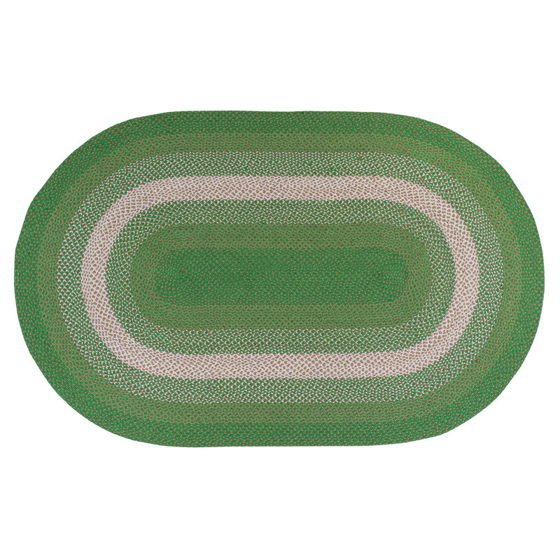 Tapis vert tressé à la main Enika, Ovale 5 pi x 8 pi