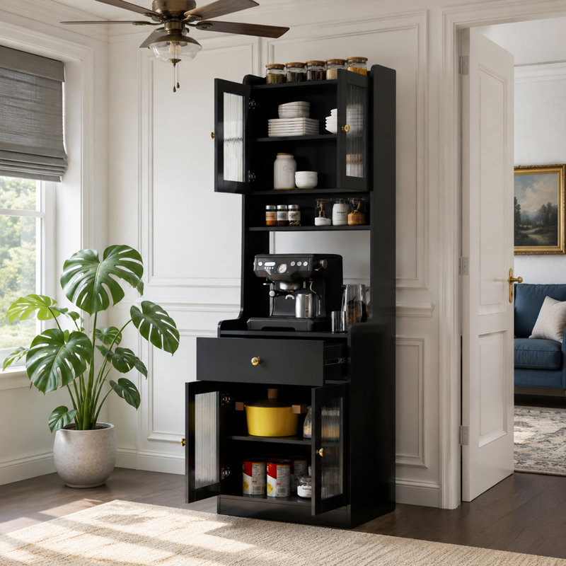 Buffet autoportant 70 po Farmhouse, Noir