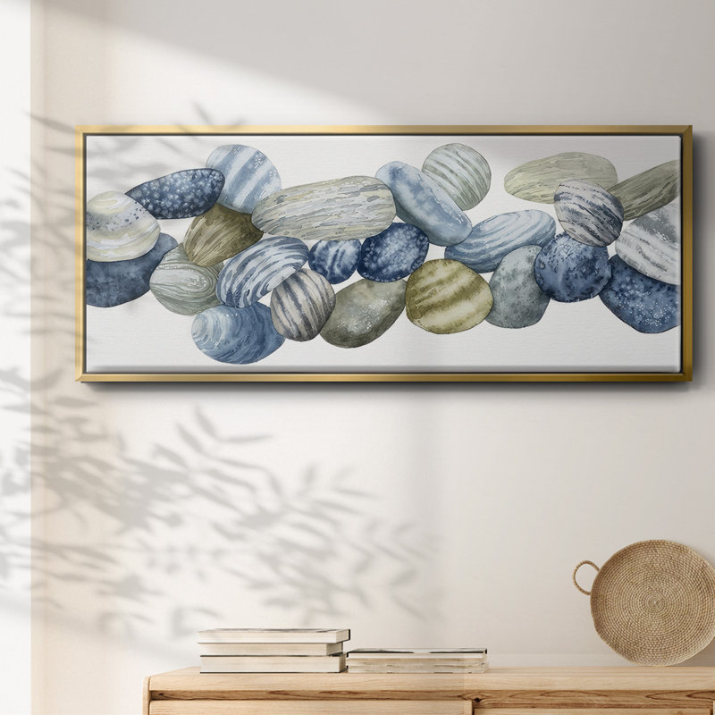 Found Pebbles III- Framed Canvas, 24" H x 60" W