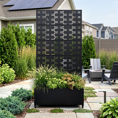 Metal Planter Box with Trellis with Wheels