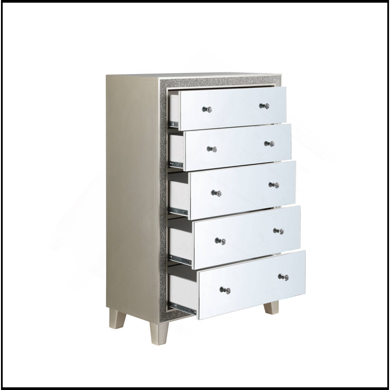 Commode à finition miroir et champagne Sliverfluff
