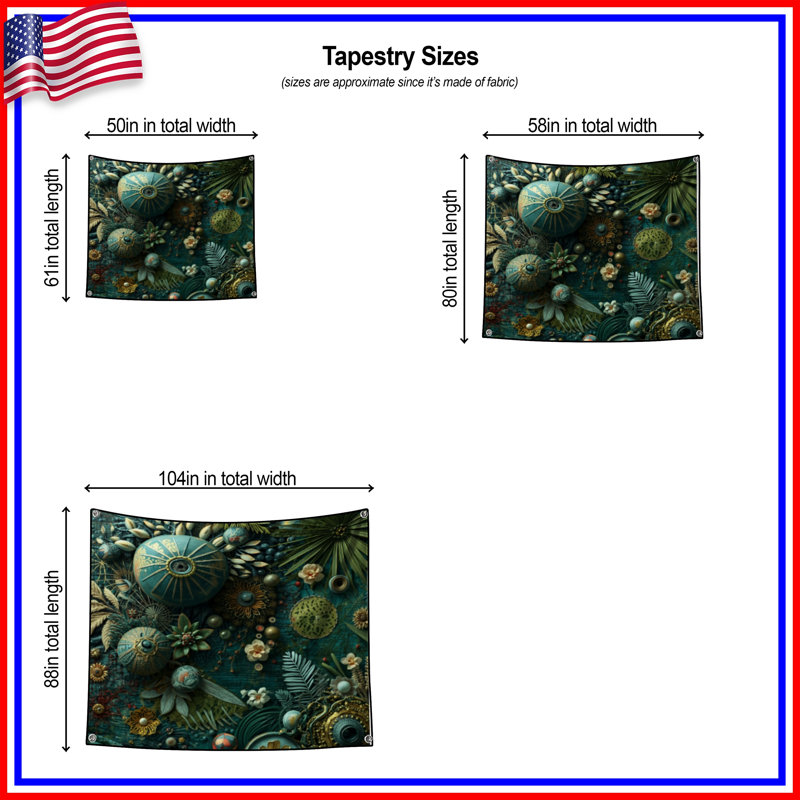 Tapisserie murale complexe botanique complexe - Botanicals Wall Decor, H 104 po x 88 avec 4 œillets