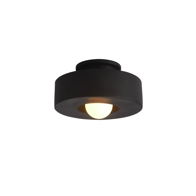 Plafonnier semi-encastré 1 lumière en résine, Noir