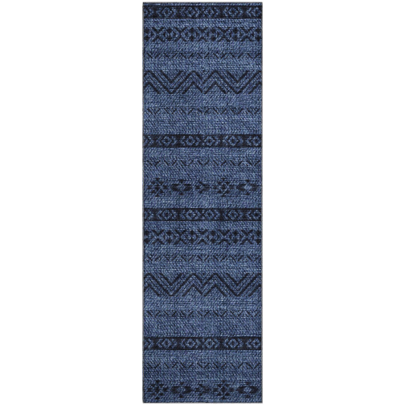 Premium Machine Washable Prisco Navy Rug, Runner 2'3" x 7'6"