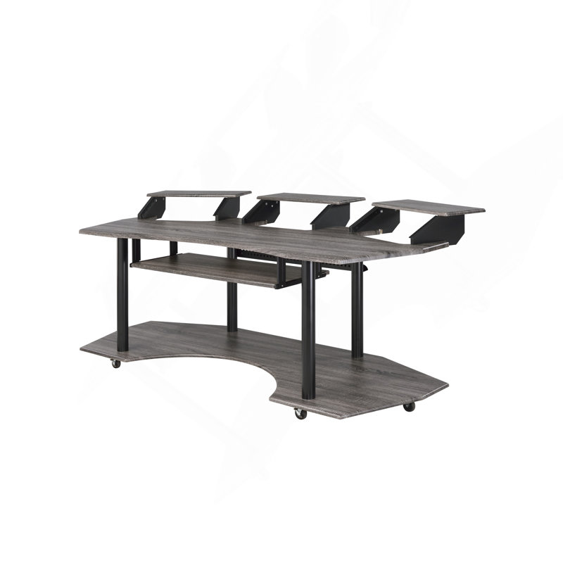 83" Music Recording Studio Desk, Gray/Gray