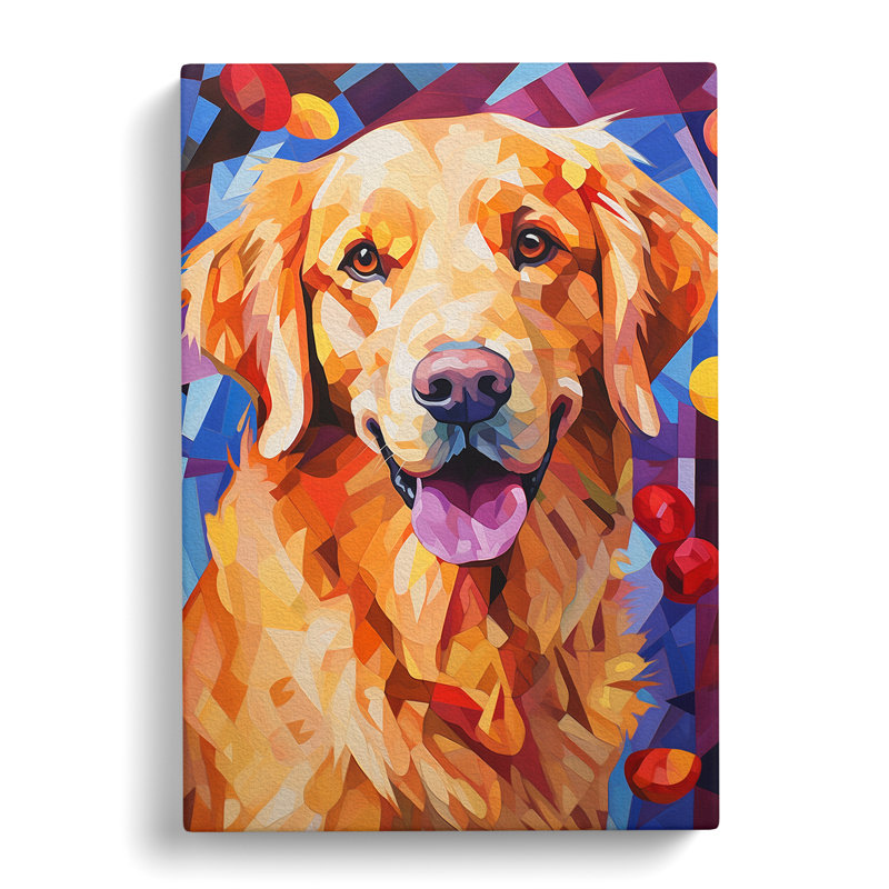 Golden Retriever Cubism - Wrapped Canvas, 76cm H x 50cm W x 3cm D