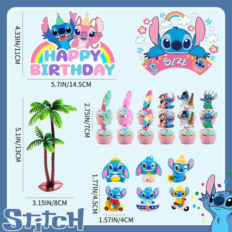 20 Pcs Stitch Cake Decoration, Stitch  Birthday Cake Topper Set