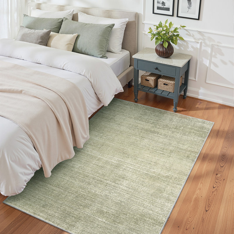 Tapis lavable à rayures rétro antidérapant (beige), Rectangle 4pi x 6 pi, Green