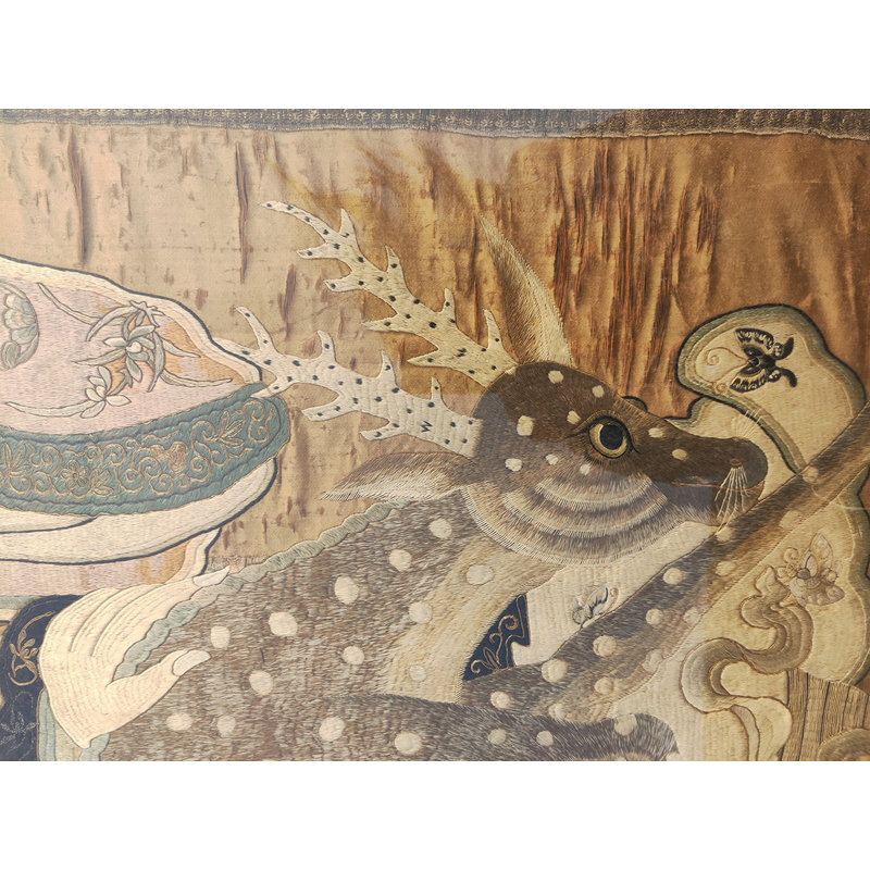Tapis chinois antique en textile tissé à plat