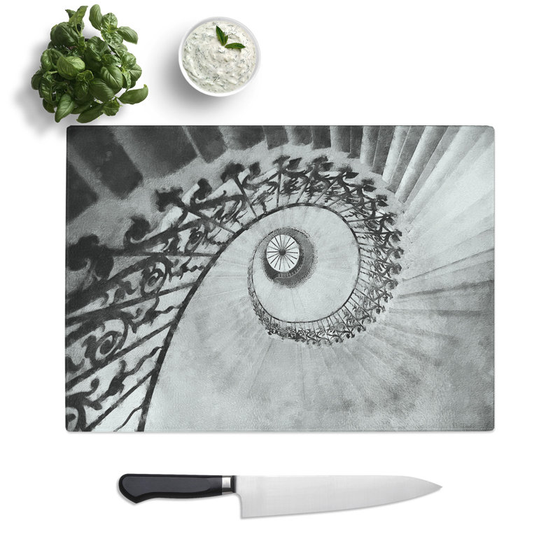 Tempered Glass Spiral Staircase Chopping Board, 20 cm x 28.5 cm