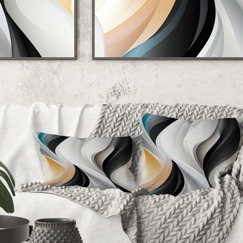 Monochrome Reflections III - Geometric Polyester Pillow