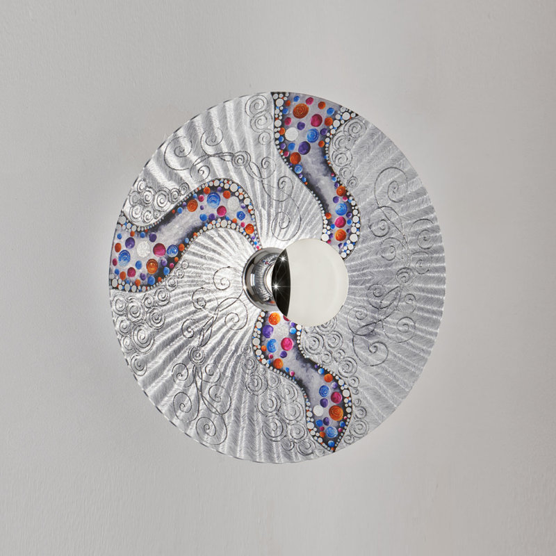 Luna 1 - Light Dimmable Flush Mount, 20cm H x 54cm W x 54cm D, Chrome silver