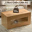 Ensemble de 3 pièces comprenant une table basse, 2 tables d'appoint, une tablette de rangement ouverte et un fini aspect bois naturel. Points clés